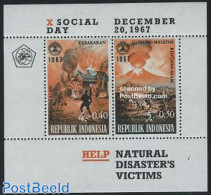 Indonesia 1967 Social Day S/s, Mint NH, History - Transport - Geology - Fire Fighters & Prevention - Disasters - Bombero