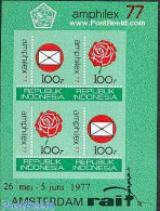 Indonesia 1977 Amphilex S/s Imperforated, Mint NH, Nature - Flowers & Plants - Roses - Philately - Indonesien