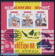 Indonesia 1988 World Expo S/s Imperforated, Mint NH, Various - Costumes - World Expositions - Kostüme