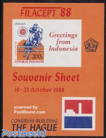 Indonesia 1988 Filacept S/s Imperforated, Mint NH, Nature - Sport - Horses - Sport (other And Mixed) - Philately - Indonésie