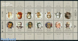 Israel 1996 Authors 14v M/s, Mint NH, Art - Authors - Unused Stamps (with Tabs)
