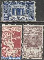 Italy 1922 Mazzini 3v, Mint NH, History - Politicians - Autres & Non Classés