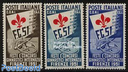 Italy 1951 Gymnastics 3v, Unused (hinged), Sport - Gymnastics - Other & Unclassified