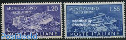 Italy 1951 Monte Cassino 2v, Unused (hinged), History - Religion - Europa Hang-on Issues - Cloisters & Abbeys - Andere & Zonder Classificatie