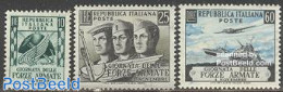 Italy 1952 Army 3v, Unused (hinged), History - Transport - Militarism - Aircraft & Aviation - Ships And Boats - Otros & Sin Clasificación