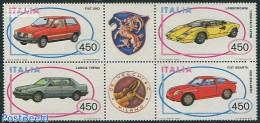 Italy 1985 Automobiles 4v+2 Tabs [++], Mint NH, Transport - Automobiles - Andere & Zonder Classificatie