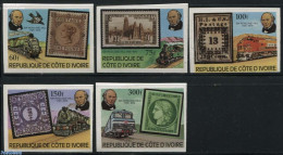 Ivory Coast 1979 Sir Rowland Hill 5v Imperforated, Mint NH, Nature - Transport - Birds - Sir Rowland Hill - Stamps On .. - Unused Stamps