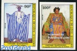 Ivory Coast 1985 Traditional Costumes 2v Imperforated, Mint NH, Various - Costumes - Unused Stamps