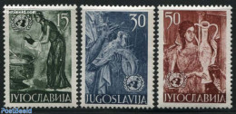 Yugoslavia 1953 United Nations, Frescoes 3v, Mint NH, History - Nature - United Nations - Birds - Art - Paintings - Unused Stamps