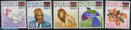 Kenia 1964 Republic Day 5v, Mint NH, Nature - Animals (others & Mixed) - Birds - Cat Family - Flowers & Plants - Poultry - Altri & Non Classificati