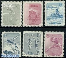 Korea, North 1961 Sports 6v, Mint NH, Sport - Basketball - Kayaks & Rowing - Sport (other And Mixed) - Table Tennis - Basket-ball