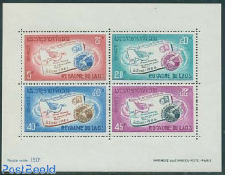 Laos 1966 Int. Letter Week S/s, Mint NH, Nature - Birds - Post - Stamps On Stamps - Pigeons - Post