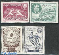 Lebanon 1957 Panarab Games 4v, Mint NH, Sport - Fencing - Football - Sport (other And Mixed) - Fechten