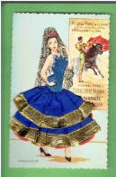 CARTE BRODEE ANDALUCIA ANDALOUSIE DANSEUSE ESPAGNOLE CORRIDA - Embroidered