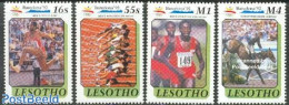 Lesotho 1990 Barcelona Games 4v, Mint NH, Nature - Sport - Horses - Athletics - Olympic Games - Atletiek