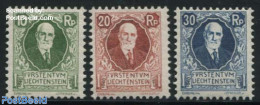 Liechtenstein 1925 John II 85th Birthday 3v, Mint NH, History - Kings & Queens (Royalty) - Nuovi