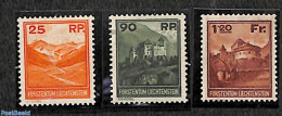 Liechtenstein 1933 Definitives 3v, Mint NH, Art - Castles & Fortifications - Unused Stamps