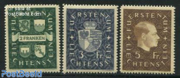 Liechtenstein 1939 Definitives 3v, Mint NH, History - Coat Of Arms - Kings & Queens (Royalty) - Nuovi