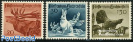 Liechtenstein 1946 Animals 3v, Mint NH, Nature - Animals (others & Mixed) - Birds - Deer - Poultry - Rabbits / Hares - Unused Stamps