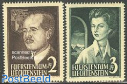 Liechtenstein 1955 Definitives 2v, Mint NH, History - Kings & Queens (Royalty) - Unused Stamps