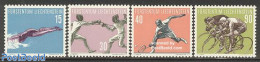 Liechtenstein 1958 Sports 4v, Mint NH, Sport - Cycling - Fencing - Sport (other And Mixed) - Swimming - Tennis - Ungebraucht