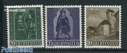 Liechtenstein 1958 Christmas 3v, Mint NH, Religion - Christmas - Churches, Temples, Mosques, Synagogues - Neufs