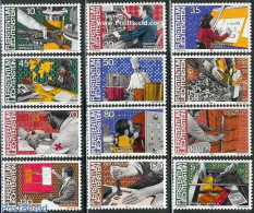 Liechtenstein 1984 Definitives, Professions 12v, Mint NH, Health - Various - Health - Post - Industry - Money On Stamps - Neufs