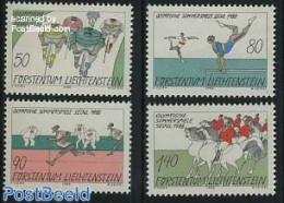 Liechtenstein 1988 Olympic Games Seoul 4v, Mint NH, Nature - Sport - Horses - Cycling - Olympic Games - Sport (other A.. - Ongebruikt