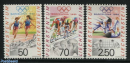 Liechtenstein 1992 OLympic Games Barcelona 3v, Mint NH, Sport - Athletics - Cycling - Judo - Olympic Games - Ongebruikt