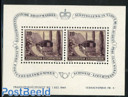 Liechtenstein 1946 Stamp Exhibition S/s, Mint NH, Transport - Philately - Post - Coaches - Ungebraucht