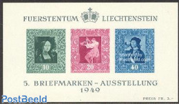 Liechtenstein 1949 Stamp Exposition S/s, Mint NH, Art - Leonardo Da Vinci - Paintings - Raphael - Neufs