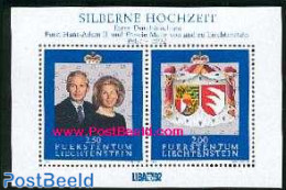 Liechtenstein 1992 Silver Wedding S/s, Mint NH, History - Coat Of Arms - Kings & Queens (Royalty) - Ongebruikt