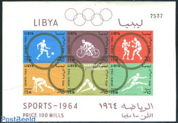 Libya Kingdom 1964 Olympic Games Tokyo Imperforated S/s, Mint NH, Sport - Athletics - Boxing - Cycling - Football - Ol.. - Atletica