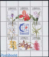 Liberia 1995 Singapore, Orchids 8v M/s, Mint NH, Nature - Flowers & Plants - Orchids - Sonstige & Ohne Zuordnung