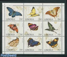 Liberia 1996 Butterflies 9v M/s, Mint NH, Nature - Butterflies - Sonstige & Ohne Zuordnung