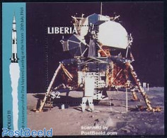 Liberia 1989 Moonlanding Anniversary S/s, Mint NH, Transport - Space Exploration - Sonstige & Ohne Zuordnung