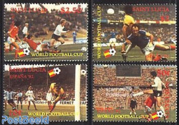 Saint Lucia 1982 World Cup Football 4v, Mint NH, Sport - Football - St.Lucia (1979-...)
