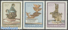 Luxemburg 1990 Sculptures 3v, Mint NH, Nature - Birds - Cats - Cattle - Art - Sculpture - Unused Stamps