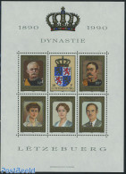 Luxemburg 1990 Dynasty Centenary S/s, Mint NH, History - Coat Of Arms - Kings & Queens (Royalty) - Neufs
