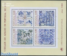 Portugal 1983 Tiles 18th Century S/s, Mint NH, Nature - Birds - Dogs - Flowers & Plants - Horses - Art - Art & Antique.. - Unused Stamps
