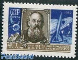 Russia, Soviet Union 1957 K.E. Ziolkowski 1v, Mint NH, Transport - Space Exploration - Unused Stamps