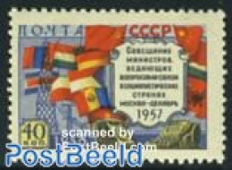Russia, Soviet Union 1958 Postal Ministers Conference, CSSR Flag Red Upper, Unused (hinged), History - Flags - Unused Stamps