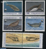 Turkmenistan 1993 WWF/seals 6v, Mint NH, Nature - Sea Mammals - World Wildlife Fund (WWF) - Turkmenistán