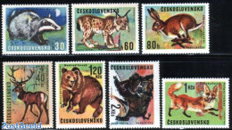 Czechoslovkia 1966 Animals 7v, Mint NH, Nature - Animals (others & Mixed) - Bears - Cat Family - Deer - Hunting - Rabb.. - Andere & Zonder Classificatie