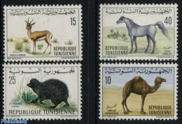 Tunisia 1969 Animals 4v, Mint NH, Nature - Animals (others & Mixed) - Camels - Hedgehog - Horses - Tunesië (1956-...)