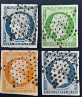 Numéros 3, 12, 13, 14 Timbres Oblitérés, 1er Choix, Pas D'aminci, Cachet étoile. - 1853-1860 Napoléon III