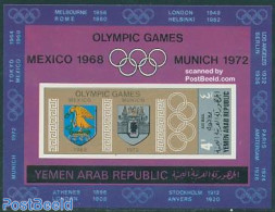 Yemen, Arab Republic 1968 Olympic Games S/s Imperforated, Mint NH, History - Sport - Coat Of Arms - Olympic Games - Sonstige & Ohne Zuordnung
