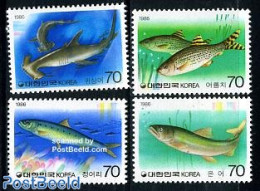 Korea, South 1986 Fish 4v, Mint NH, Nature - Fish - Sharks - Poissons