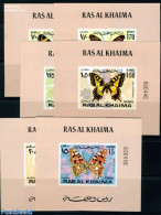 Ras Al-Khaimah 1972 Butterflies 6 S/s Imperforated, Mint NH, Nature - Butterflies - Ra's Al-Chaima