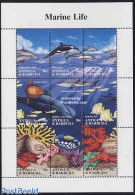 Antigua & Barbuda 1994 Marine Life 9v M/s, Mint NH, Nature - Fish - Sea Mammals - Corals - Sharks - Poissons
